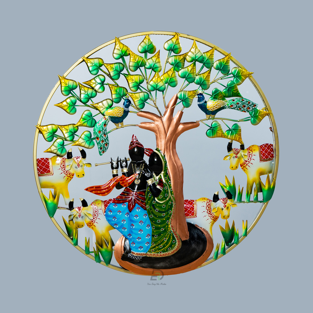 Iron Lord Shree Krishna With Radha Wall Hanging With Led