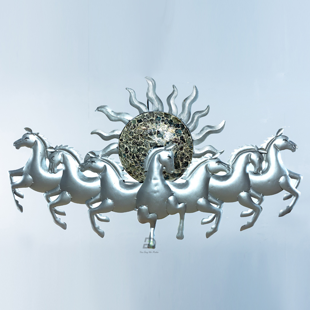 Foresto Sun 7 Horse Iron Wall Hanging With Led