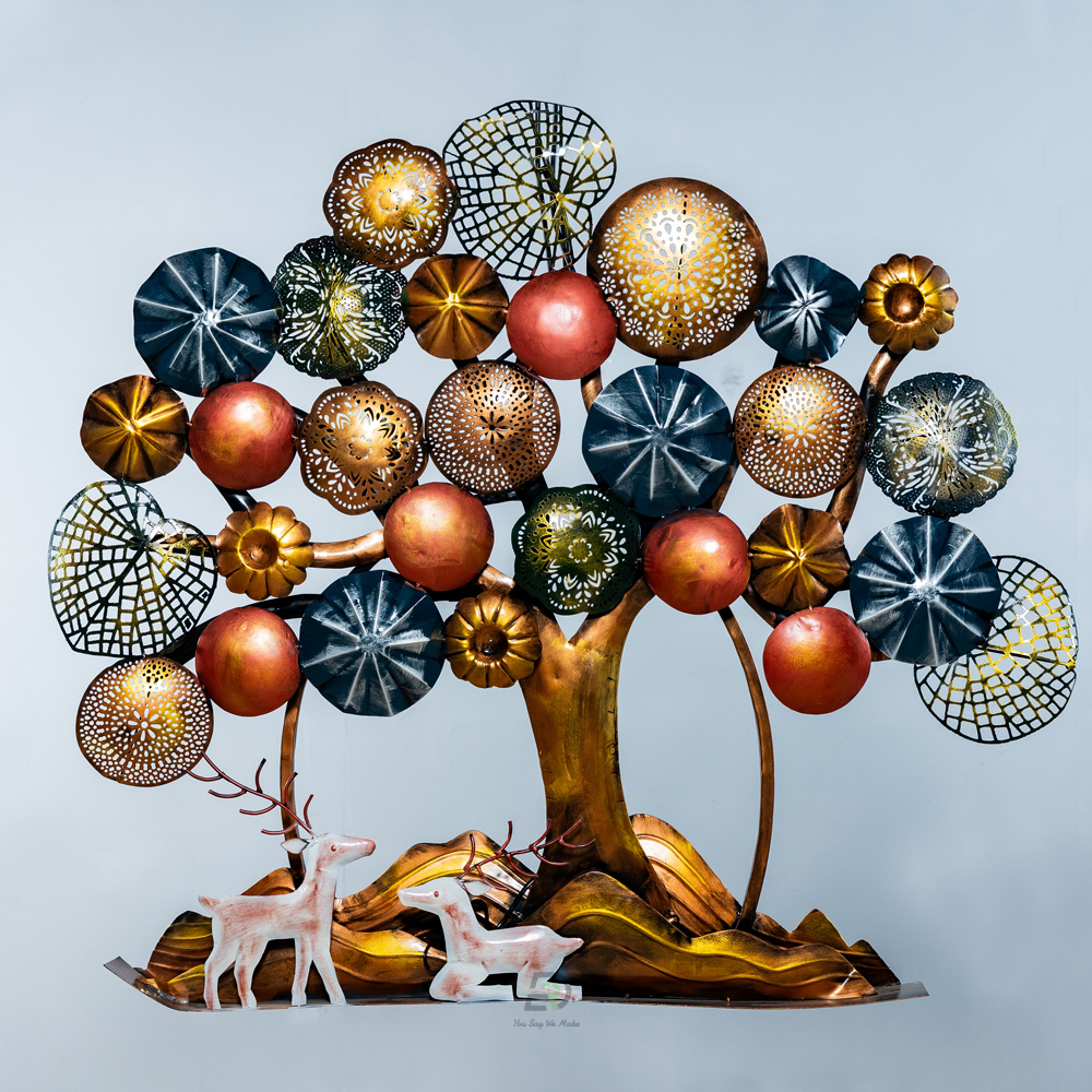 Mouting Iron Tree Wall Hanging With Led